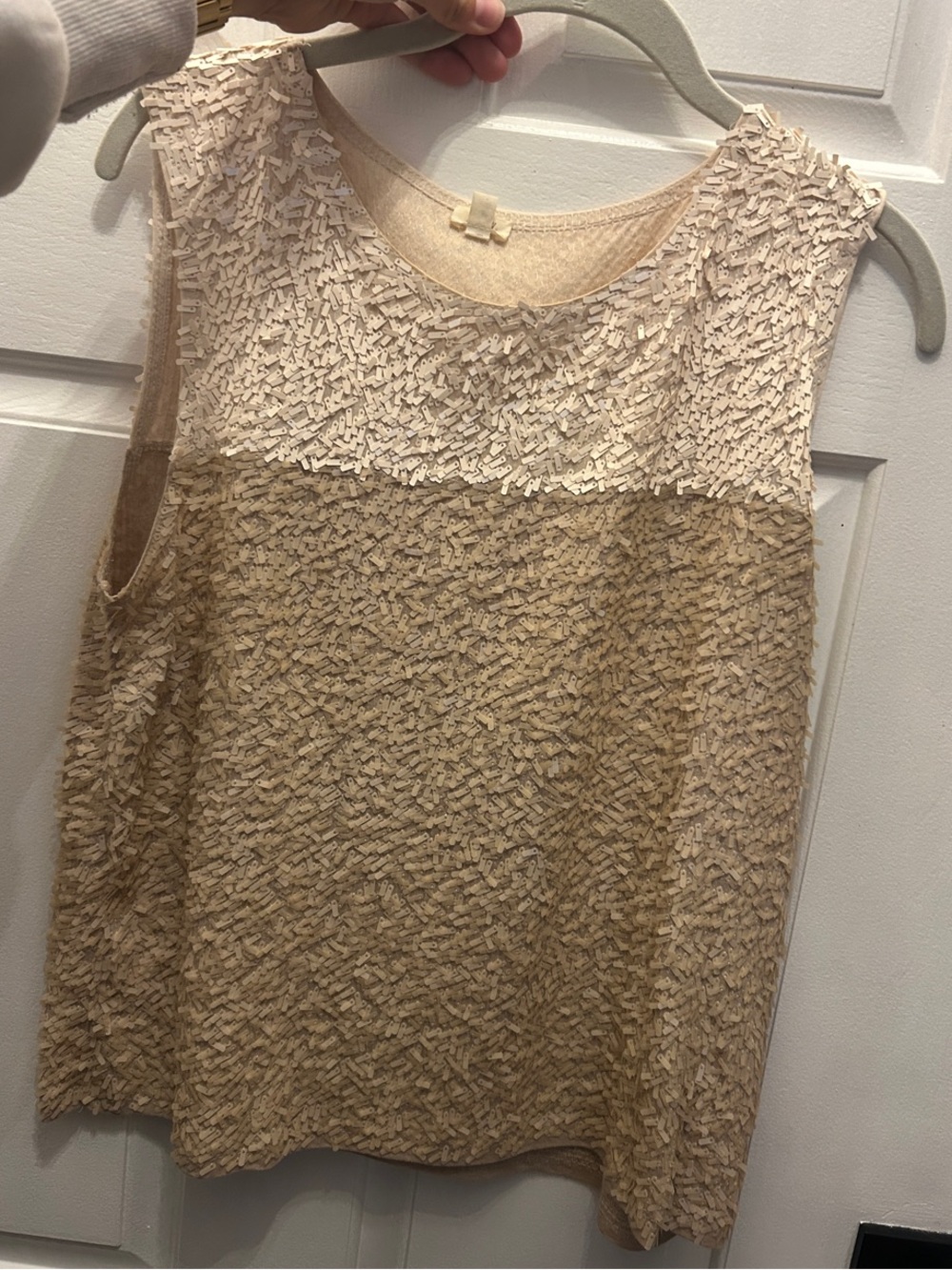 J. Crew Two-Tone Sequin Sleeveless Camisole - Cream & Beige